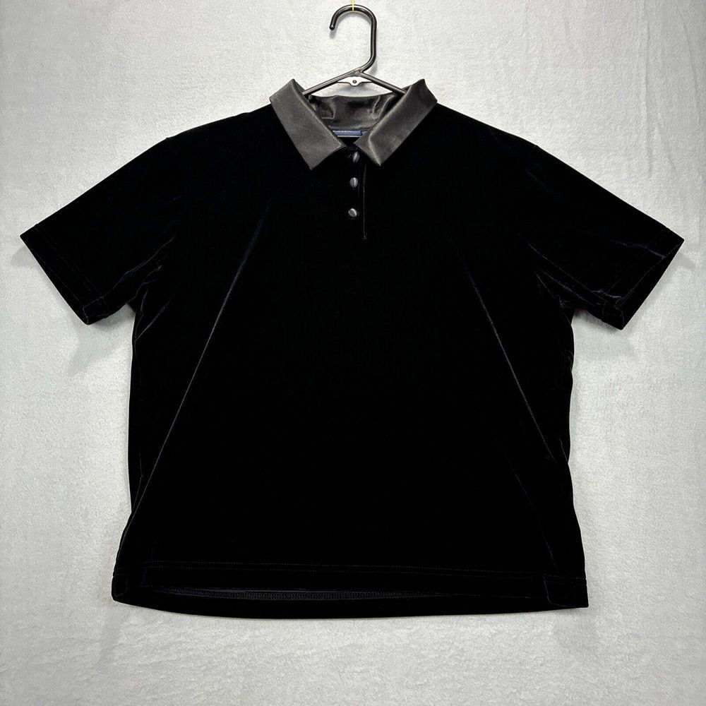 Lizsport Velvet Polo Shirt Womens XL Short Sleeve Velour Gothic Fairy Whimsical‎